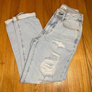 ripped denim mom jeans pacsun